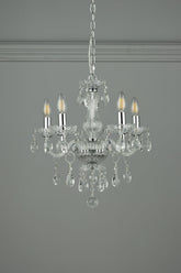 Laura Ashley Harriet 5Lt Chandelier Ribbed Glass and Polished Chrome